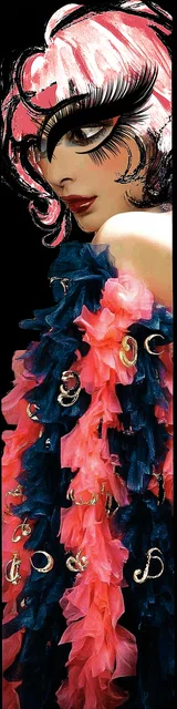 Free unique bookmark featuring a big eye burlesque lady